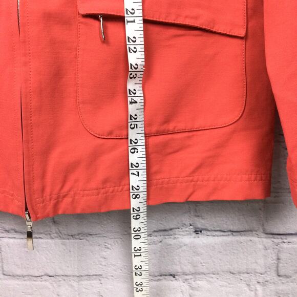 Oltre Women's Mock Neck Flap Pocket Zippered Lightweight Orange Jacket Size 14 - Picture 15 of 15